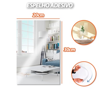 Espelho Adesivo Decorativo 30x20cm Acrílico Retangular Quarto Sala Banheiro Top Promoção em Oferta na Shopee