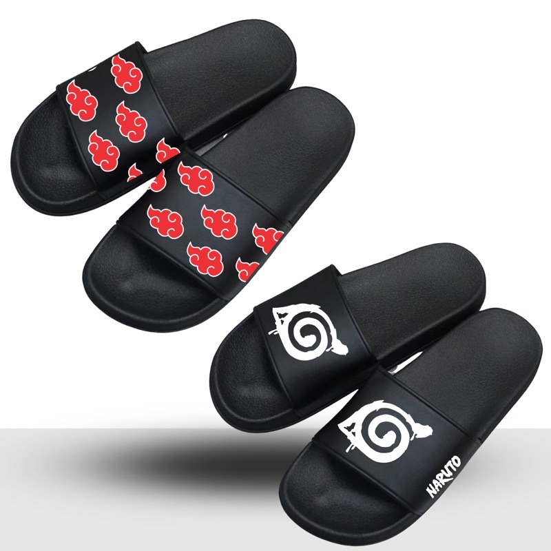 Kit Chinelo Slide Sandália + Chinelo Anime Naruto Mangá Akatsuki Nuvens  Vermelhas - Escorrega o Preço