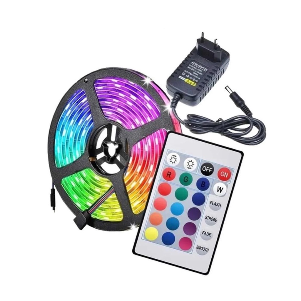 Fita Led 5050 Rgb 5 Metros 5m Ultra Dagua Controle + Fonte