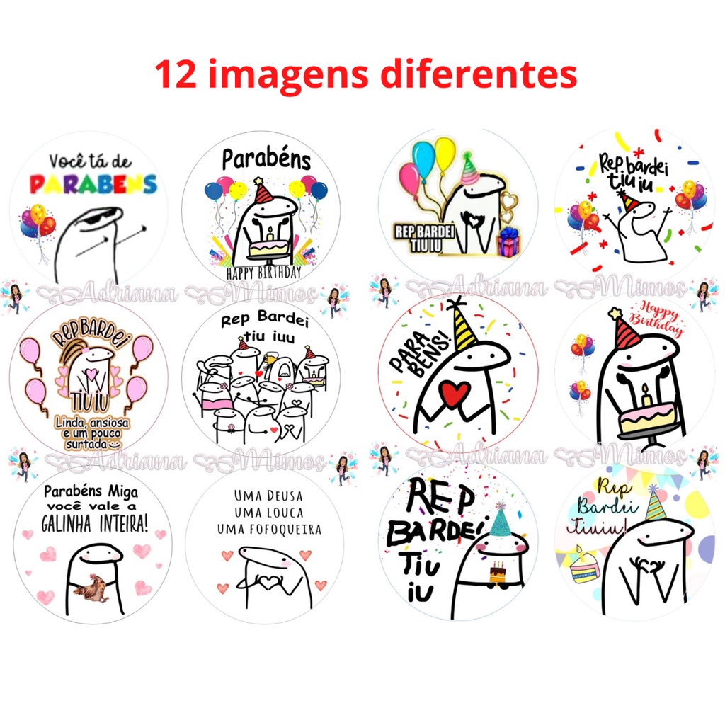 Kit C/12 Papel Arroz Bento Cake Flork Frases Aniversário 9cm - Bolo Marmita em Oferta na Shopee