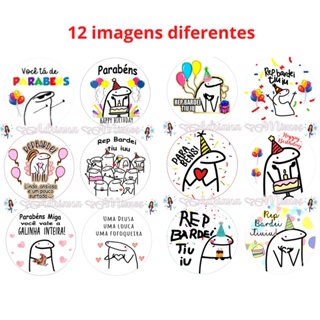 Kit C/12 Papel Arroz Bento Cake Flork Frases Aniversário 9cm - Bolo Marmita em Oferta na Shopee