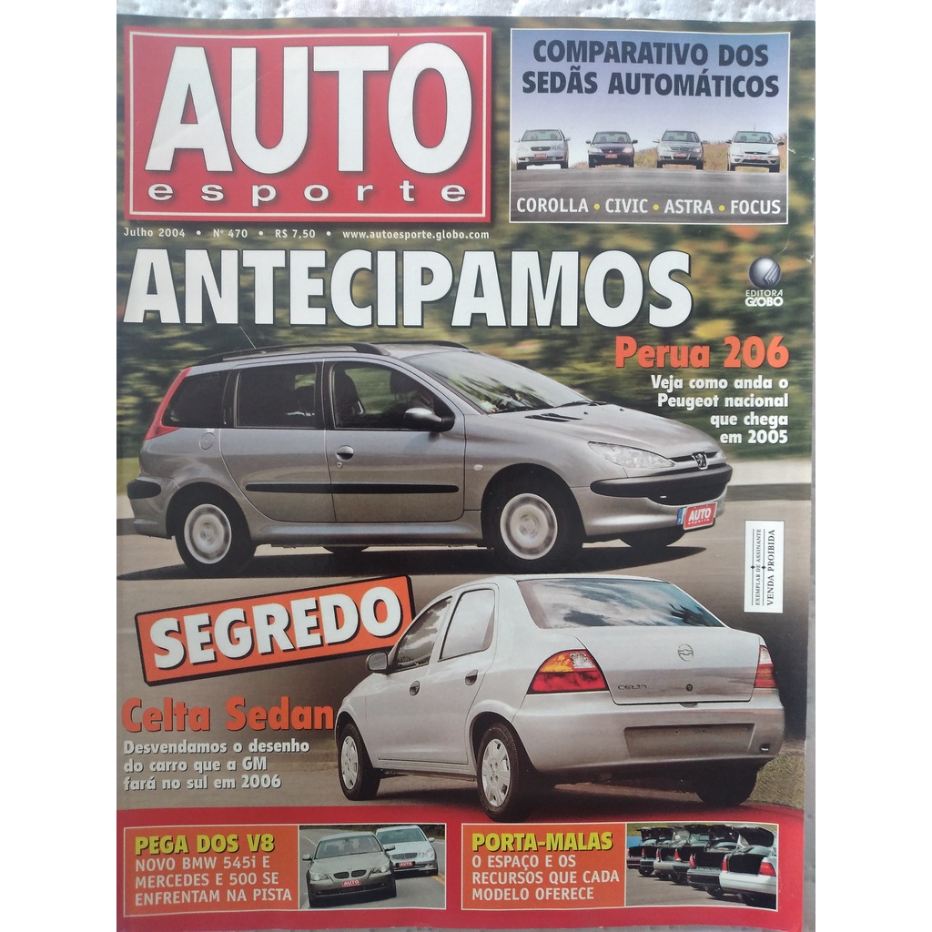 Revista Auto Esporte – nº 470 – Mês: 07/2004 – Antecipamos Segredo: Celta Sedan