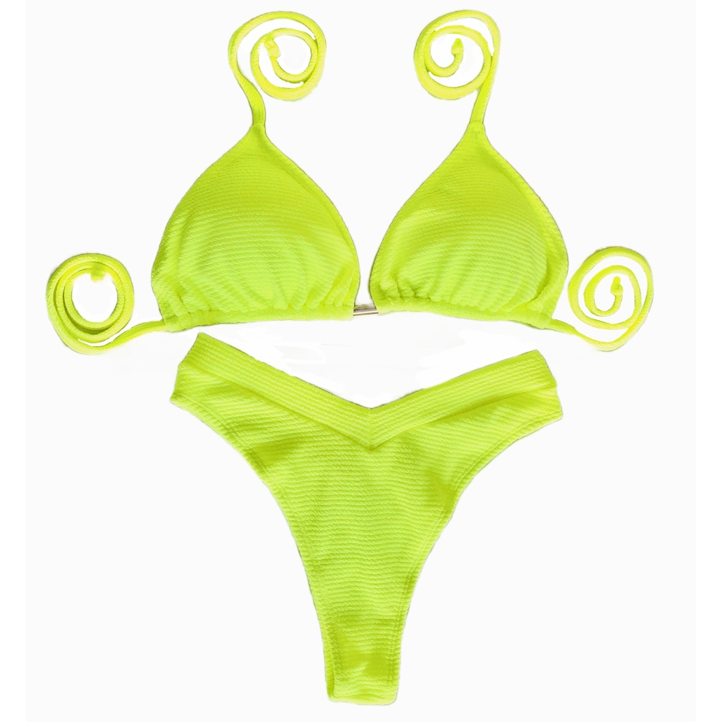 Biquini Cortininha Canelado Plus Size Feminino Moda Praia Coonjunto de Biquini Verão Multi Cores G e GG