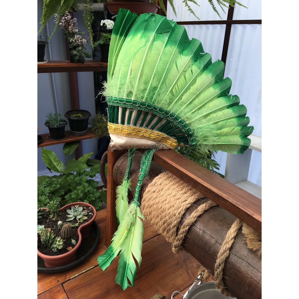 Cocar Indio De Caboclo Pena Verde