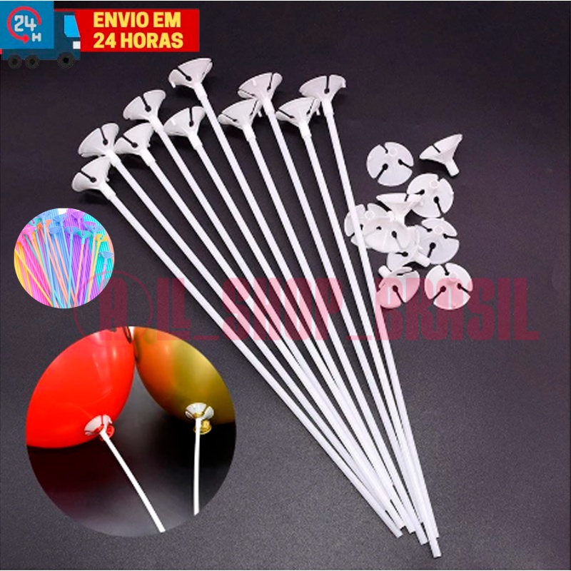 Pega Balao Vareta Hastes 30cm com 10 unidades para Bubble Buque de Balões Enfeites Varias Cores em Oferta na Shopee