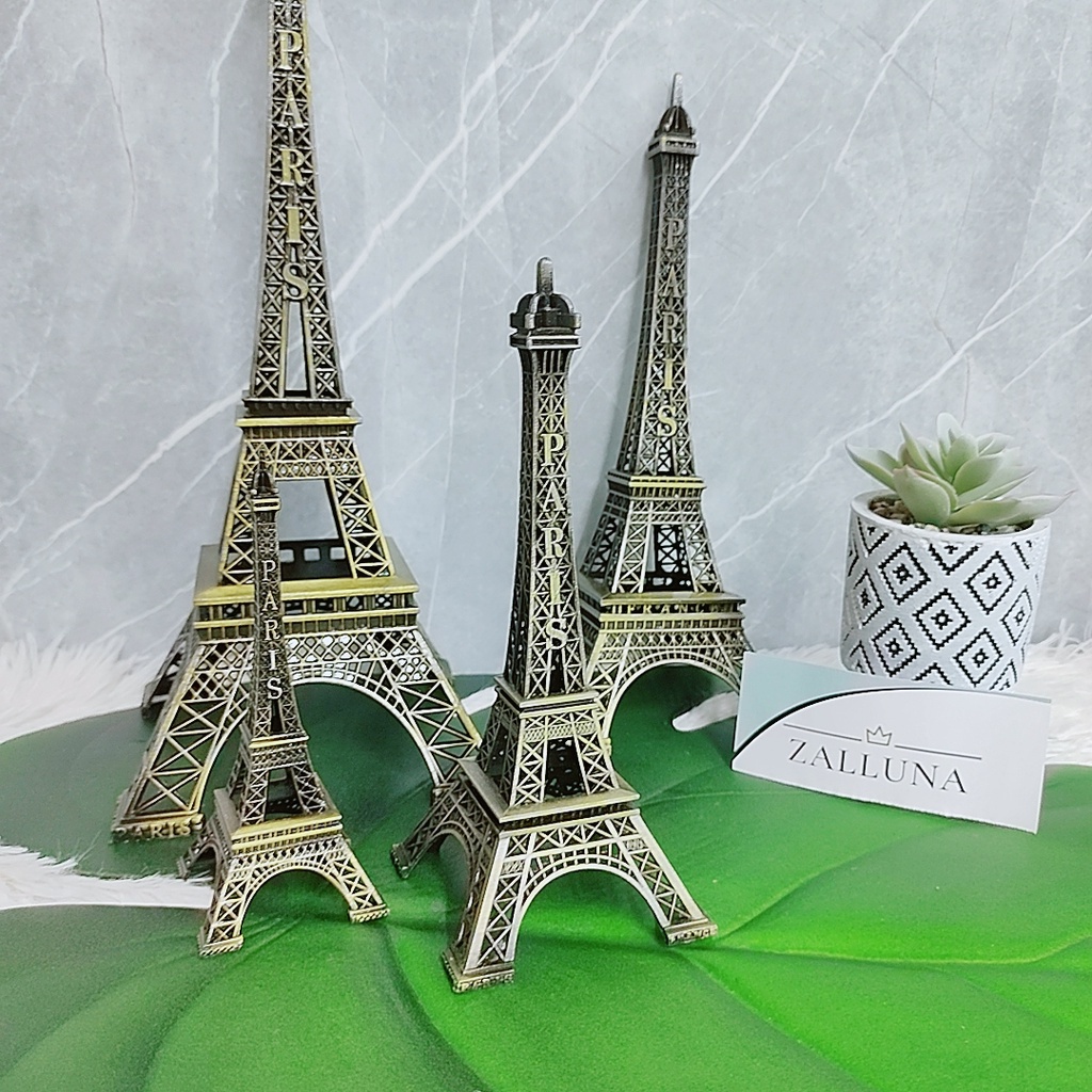 Enfeite de Metal Torre Eiffel Miniatura 13cm, 18cm, 25cm ou 32cm Paris Decoração Bronze ou Rosê Gold