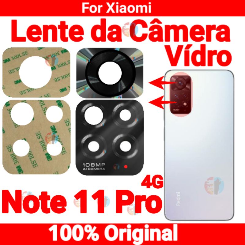 Lente da Camera Redmi Note 11 Pro 4G, 2201116TG, 2201116TI, Xiaomi Vidro da Câmera Original Global Traseira Vidrinho