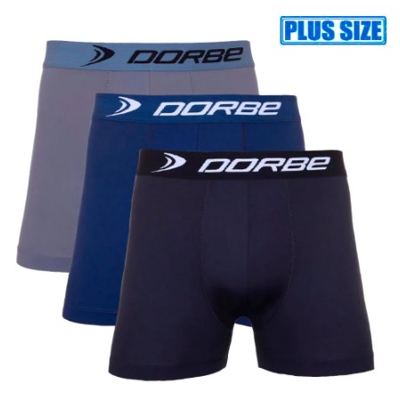 Kit 3 Cuecas Boxer Plus Size Algodão Dorbe Não Enrola Original Masculina Cueca Box Plu Size Cotton - Men Clothes