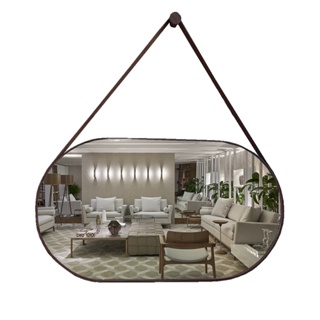 Espelho Oval Horizontal Com Alça 76x30 Moderno Lavabo em Oferta na Shopee