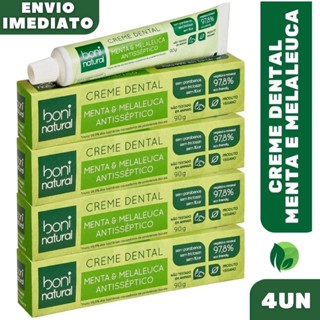 Kit 4 Creme Dental Natural Menta e Melaleuca Sem Flúor 90g Boni