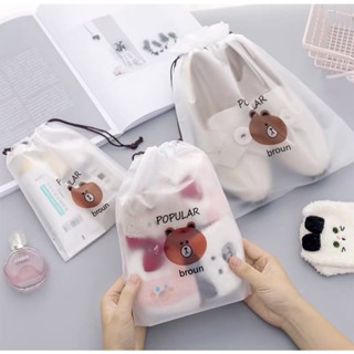Kit 10 Sacos Reutilizáveis Para Guardar Peças de Viagem Presente Urso/ Cereja Multifuncional