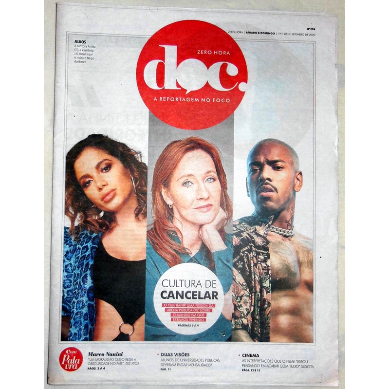 Jornal Zero Hora Doc Anitta Nego Do Borel Raul Seixas Marco Nanini - 19 Setembro 2020