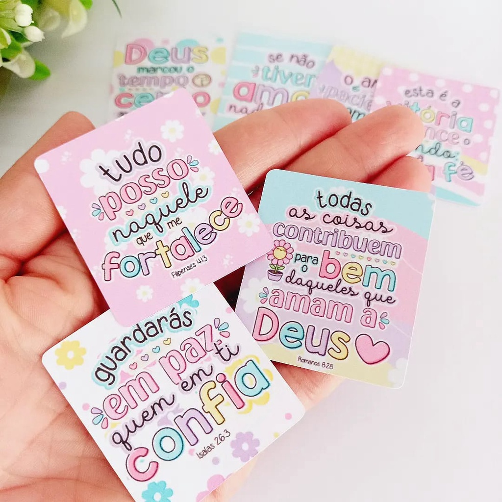 100  Tags com VERSÍCULOS BÍBLICOS/cartão motivacional/card frases sortidas em Oferta na Shopee