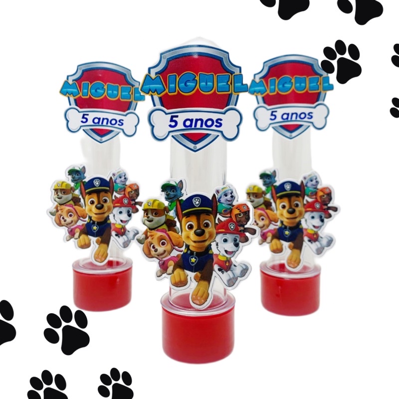 Tubetes Personalizados Tema Patrulha Canina Festa Aniversário Decoração