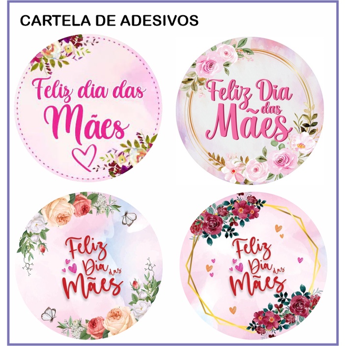Kit  100  Etiquetas Adesivos selos  Dia das Mães 4x4 em Oferta na Shopee