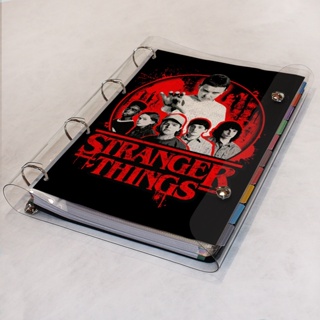 Caderno Argolado Fichário Stranger Things universitário cristal transparente 250 folhas + divisórias em Oferta na Shopee