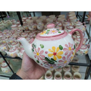 Bule Grande Chá Xícara Louça Cerâmica Decorativa 600ml