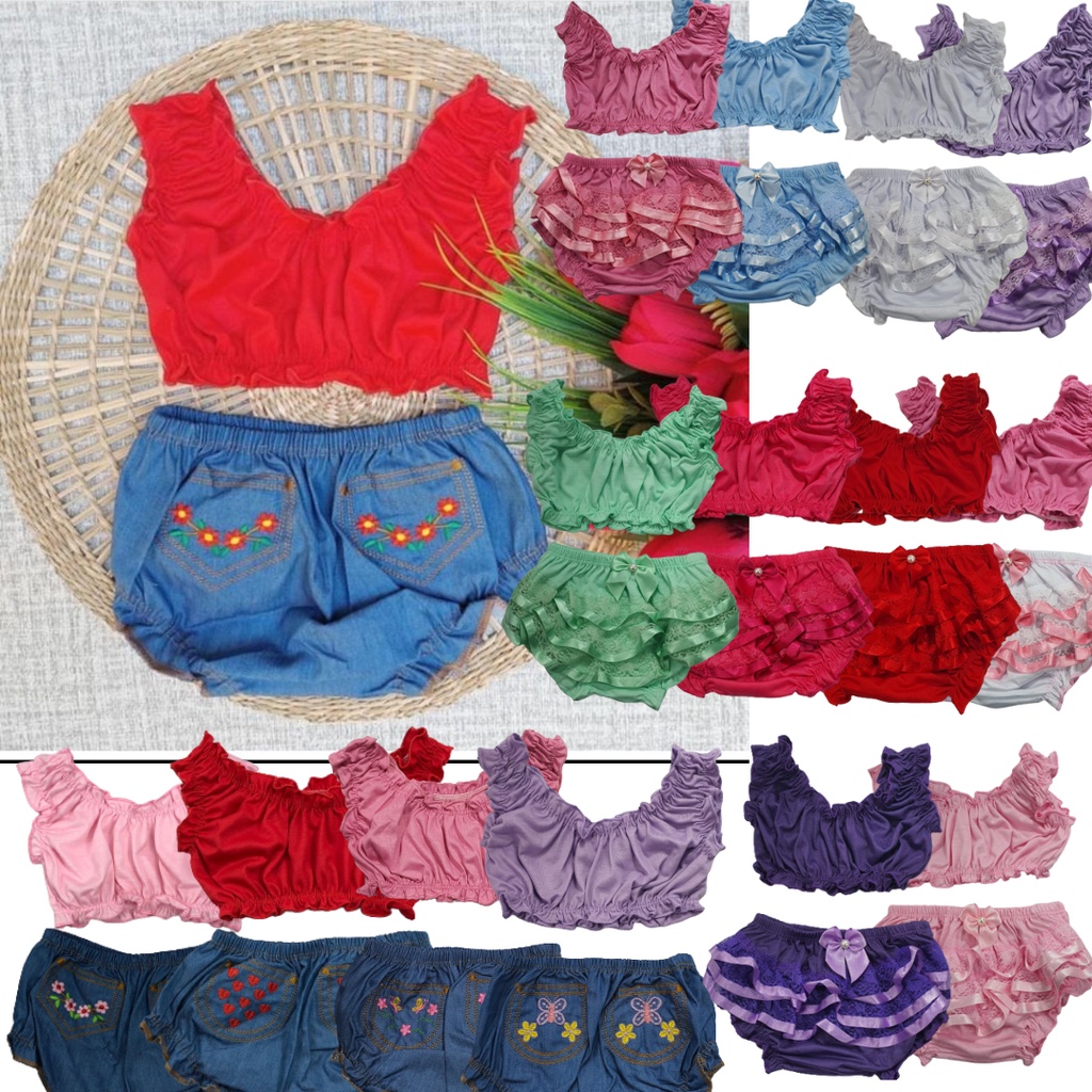 Kit Ensaio Fotográfico Top + Bunda Rica ou Shorts Jeans para Bebê (Cropped + Tapa Fralda)