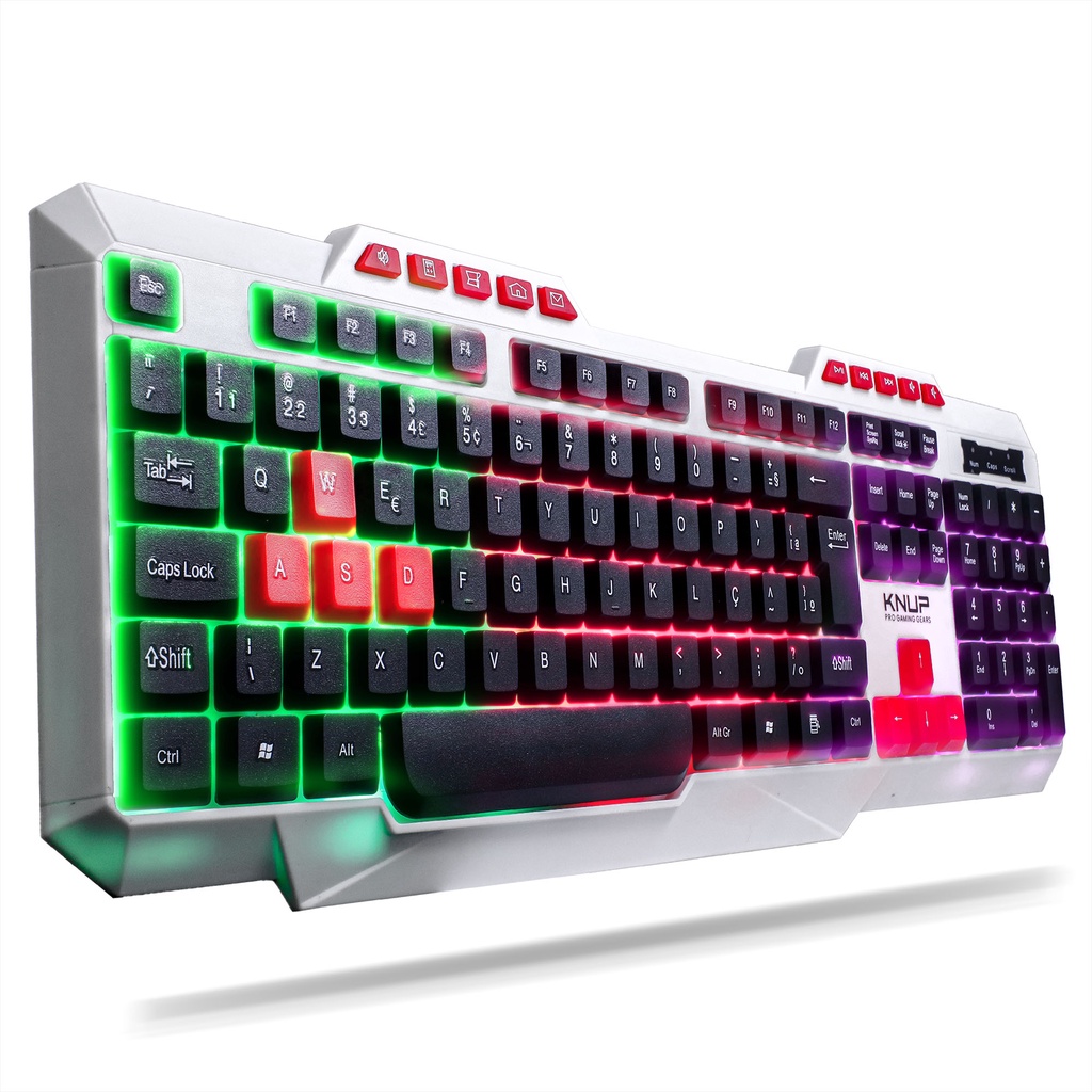 Teclado Gamer Branco/White RGB Chroma Semi-Mecânico ABNT 2 Teclas Sinalizadas Conexão Multimídia