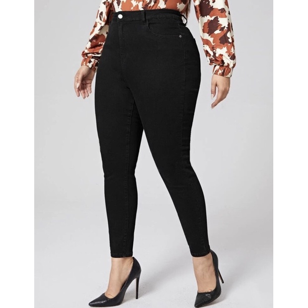 Calça Preta levanta Bumbum Jeans Plus Size Feminina Com Lycra Elastano Cintura Alta Tamanho Grande em Oferta na Shopee