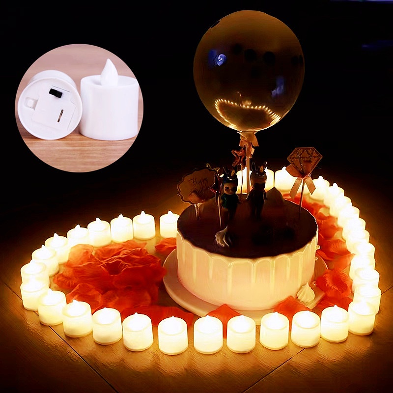 24 Unidade Velas Led Eletrônicas Amarelas Decorativas Festa Casamento