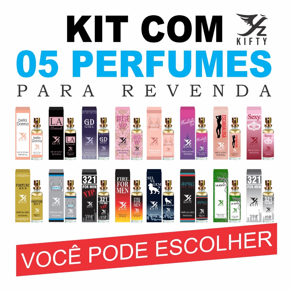 Kit 5 Perfumes Kifty 15Ml - Essência Importada