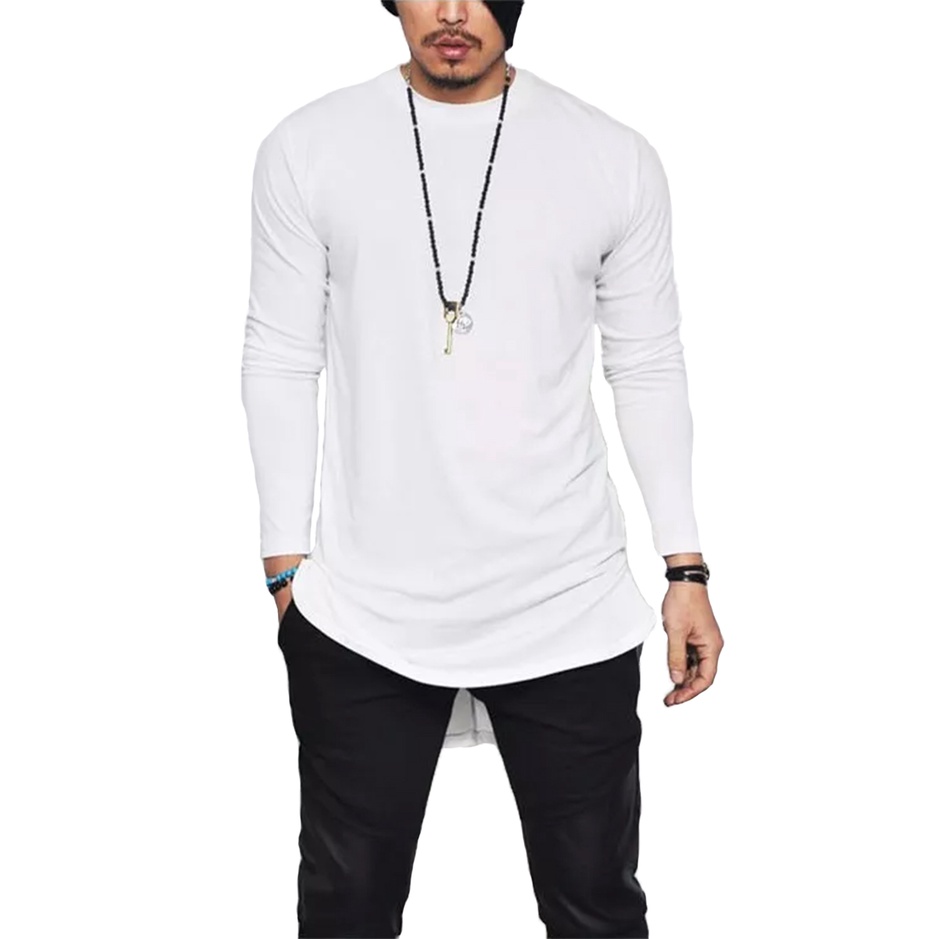 Camiseta Camisa Oversized Longline Manga Longa Masculina e Feminina Top Manga Comprida C2