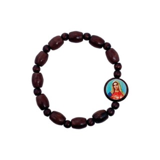 Pulseira de Madeira com a imagem de santo resinado