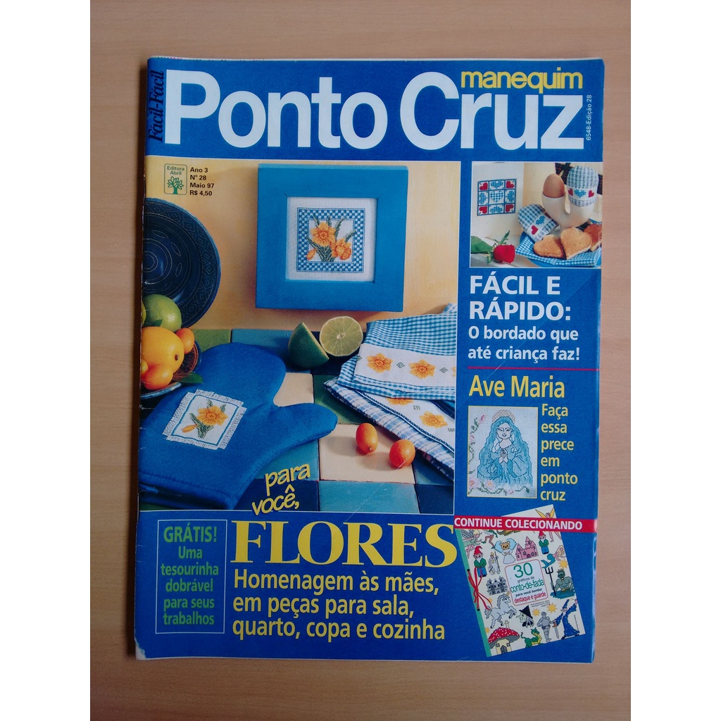 Revista Manequim 28 Ponto Cruz Bordado Decoração Toalha 432w
