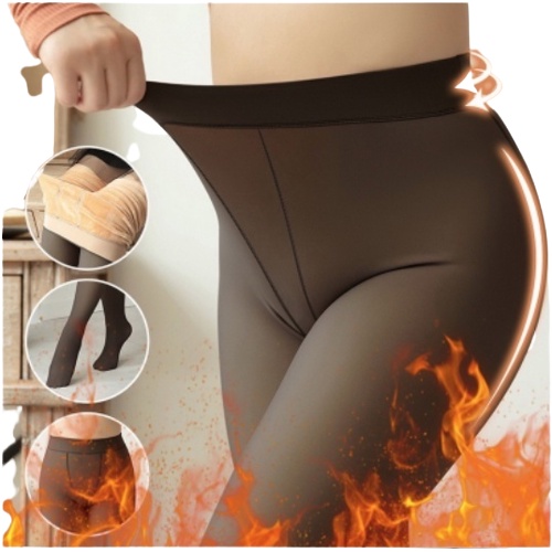 Meia-Calça Térmica Forrada Peluciada Translúcida P-G de Lã Legging Grossa Inverno Quente Feminina