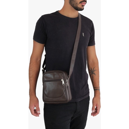 Bolsa Bag transversal pequena de couro legitimo reforçada com alça regulavel. Shoulder Bag