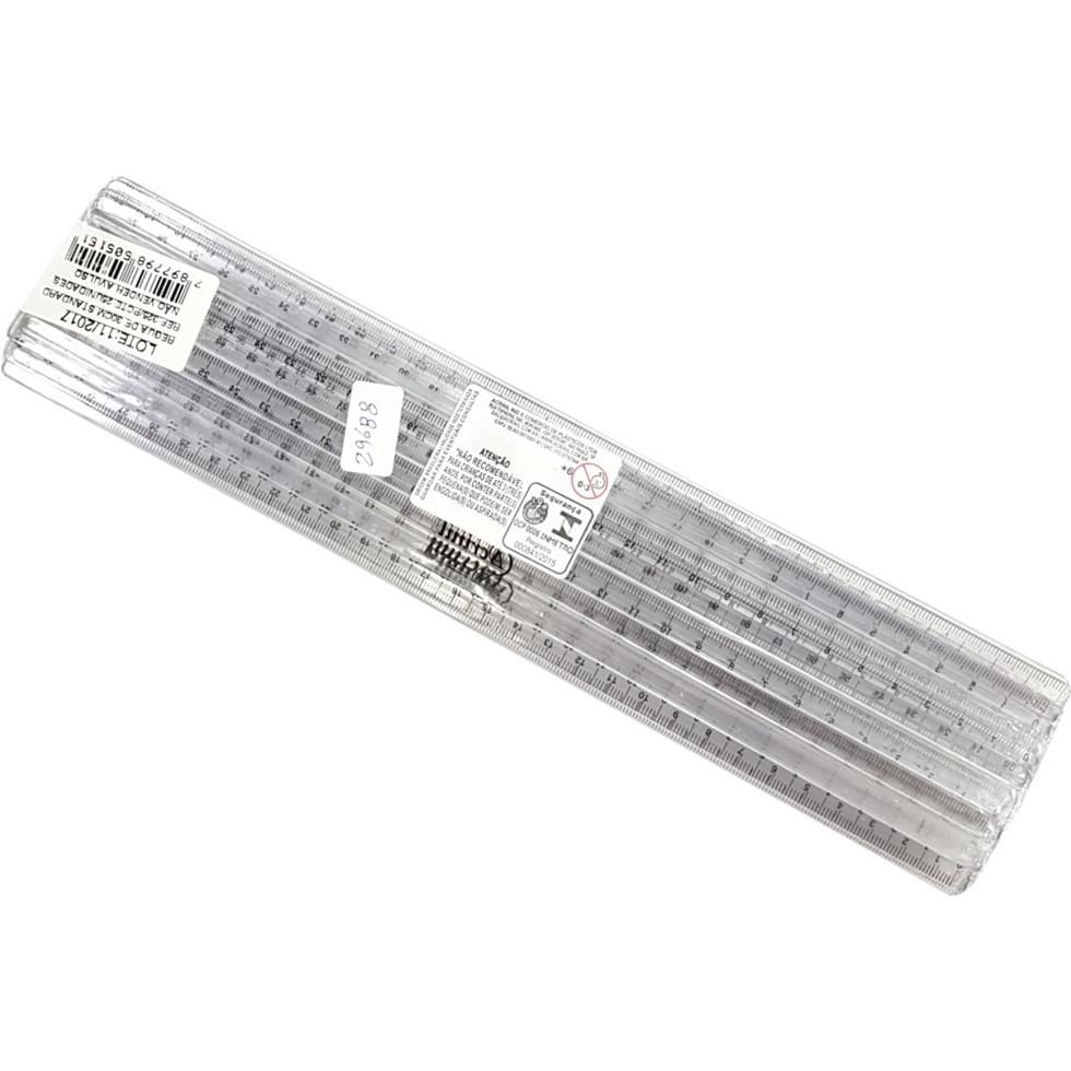 Régua Escolar De 30 Cm Cristal Atacado 25 Unidades - Acrinil