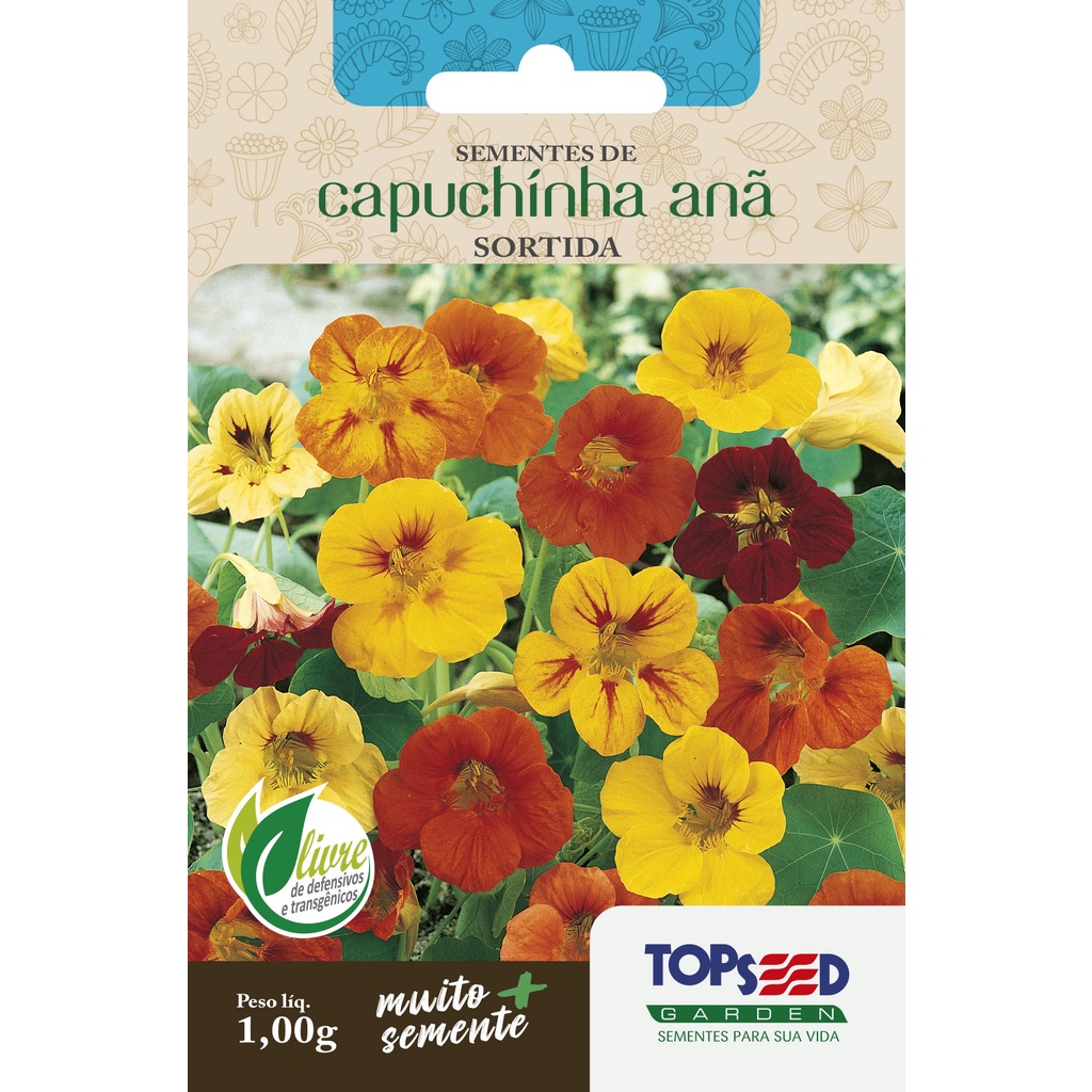 Sementes de Capuchinha Anã Sortida 1g Topseed Garden