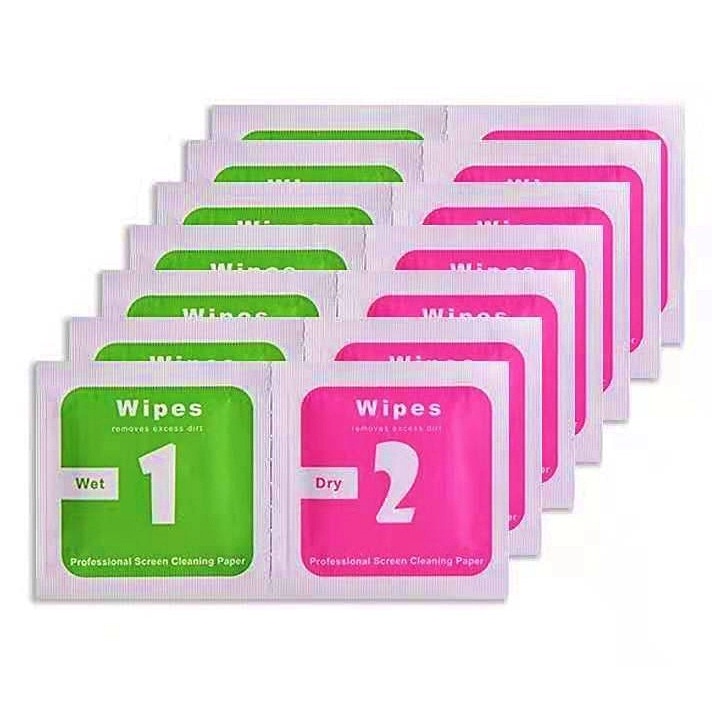 Kit Com 50 Limpa Tela Pano Seco E Com Álcool 1 E 2 Pacote Manutenção Celular Limpeza De Tela Aplicar Película em Oferta na Shopee