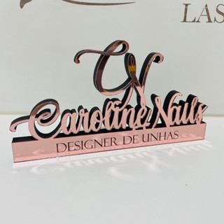 Letreiro de mesa decoração escritório e home office personalizado em acrílico espelhado (Escolha com seu nome e profissão)