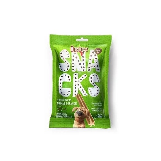 Petisco Quatree  Sticks Raça Médias e Grandes Controle de Tártaro e Mau Hálito 100Gr