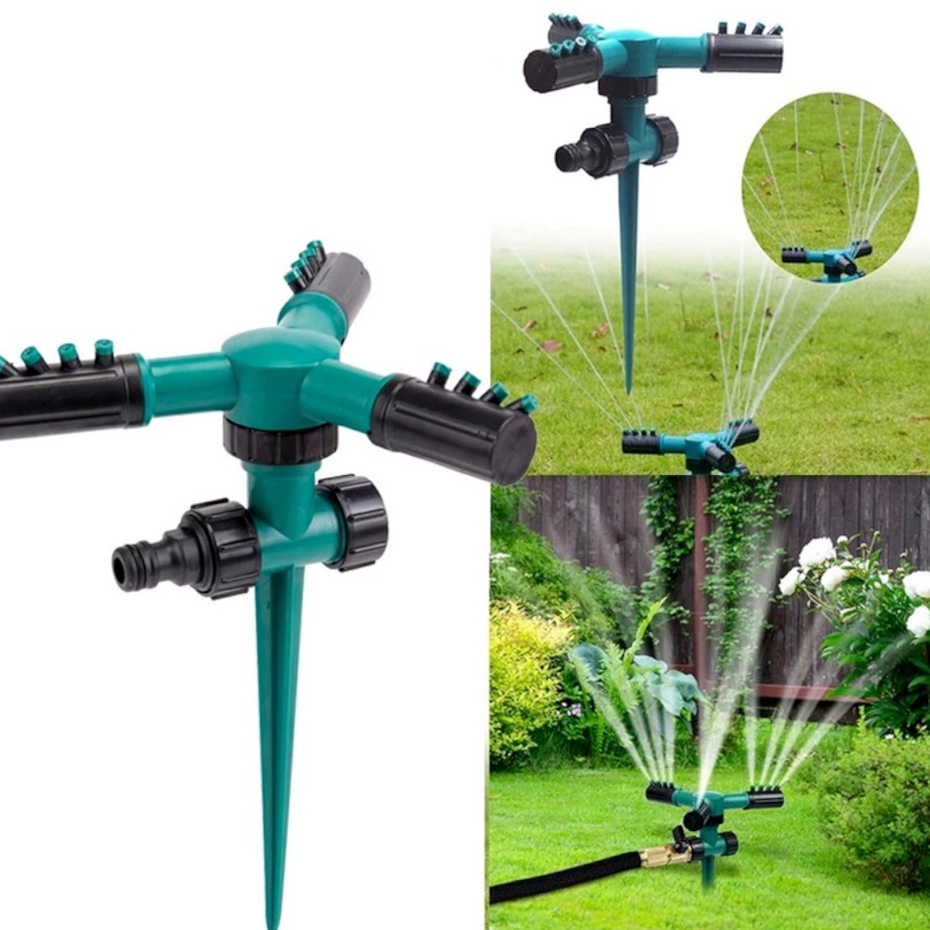 Até 3 IRRIGADOR Giratório 360° Aspersor Jato Com Espeto Jardim Horta Gramados Canteiro Engate Rápido Mangueira em Oferta na Shopee