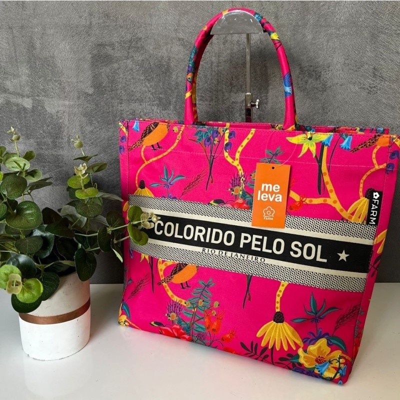 Bolsa Sacola Farm Praia Estampada Colorido Pelo Sol Verão Exclusiva