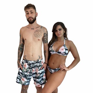 Kit Verão Casal Promocional Shorts Masculino + Biquíni Asa Delta