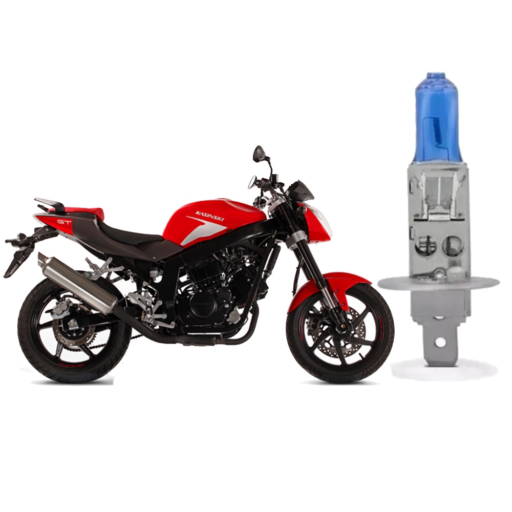 Lâmpada Halógena Super Branca H1 para Moto Kasinski Comet GT 250 CC 2005 2006 2007 2008 2009 2010 2011 2012 2013