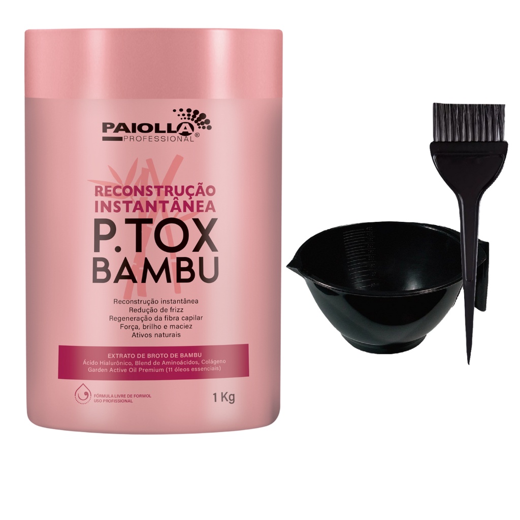 Paiolla Ptox Bambu 1Kg Botox Orgânico Lançamento Selagem Realinhamento Antifrizz Cabelo Fraco Máscara Reconstrutora Salão Quebradiço Ondulado Melhor Alisamento Definitiva Biotina Transição Capilar Blindagem