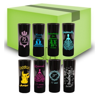 kit 50 copos long drink PRETOS personalizado em uma cor de gravação para casamento e festa em Oferta na Shopee