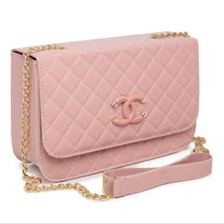 Bolsa feminina lateral transversal Bolsa metalasse alça com corrente