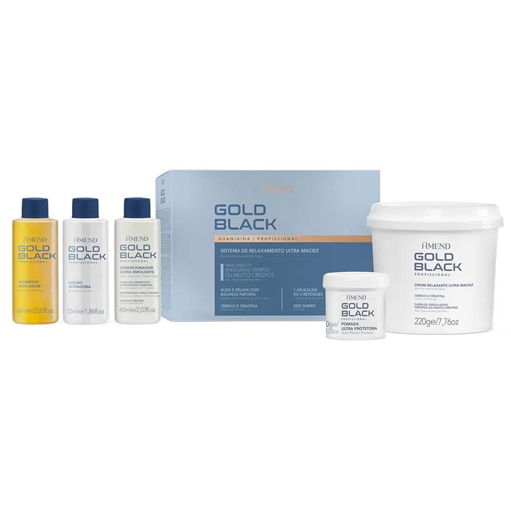 (FULL)Kit Amend Gold Black Guanidina Sistema De Relaxamento 220g