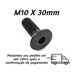 Parafuso Allen Cabeça Chata M10 X 30mm Sextavado Interno Oxidado Preto