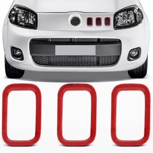 Aplique Moldura Auxiliar Da Grade Fiat Uno Vermelho 2010/2015 em Oferta na Shopee