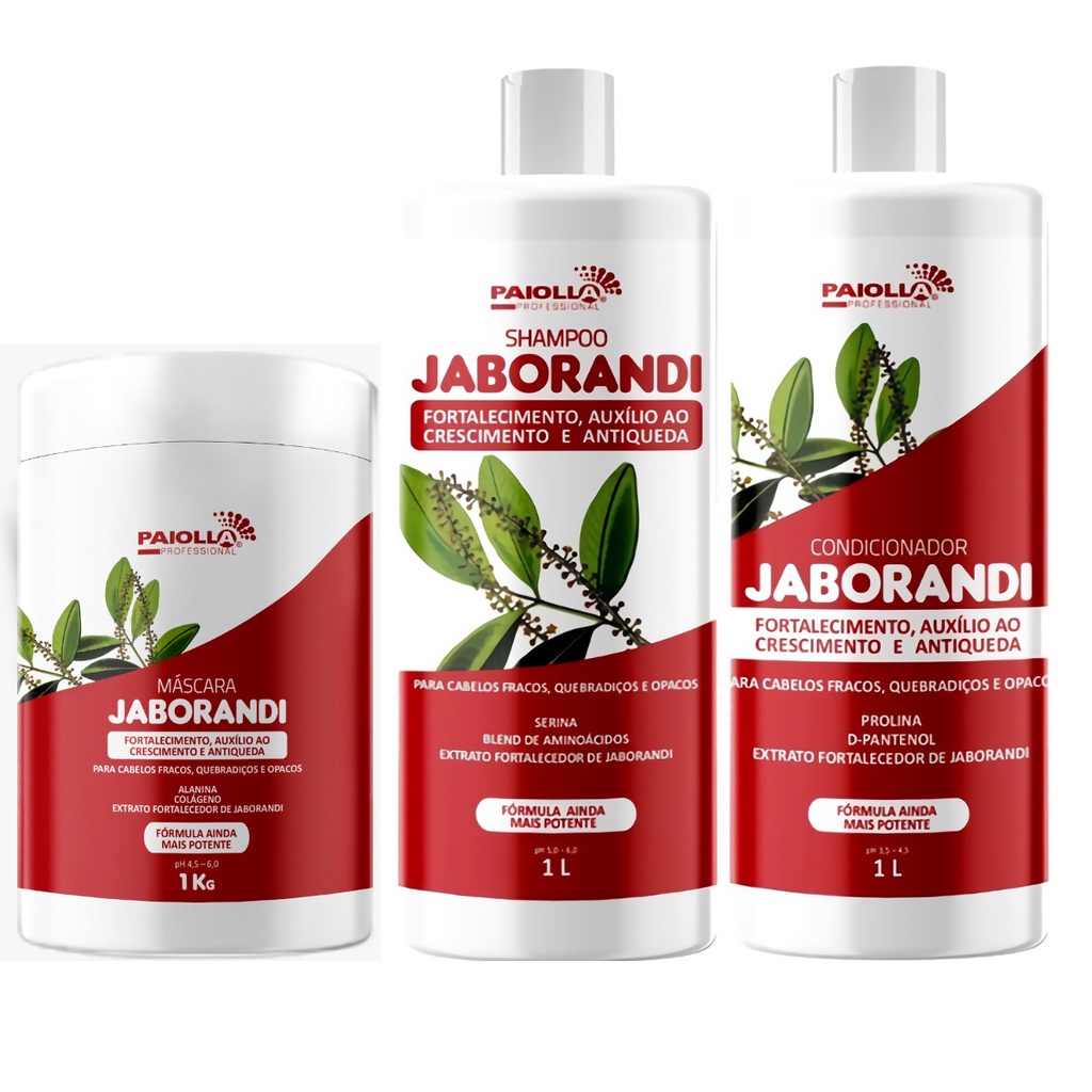 Kit Shampoo Condicionador Mascara Jaborandi Paiolla Reconstrução Dos Fios Força Crescimento Antiqueda Brilho Fortalecimento Cauterização Dos Fios Suplemento Capilar Bomba Restauração Instantânea