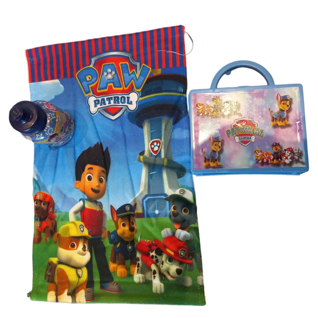 LANCHEIRA ESCOLAR + GARRAFA+ TOALHA PERSONAGENS PATRULHA CANINA