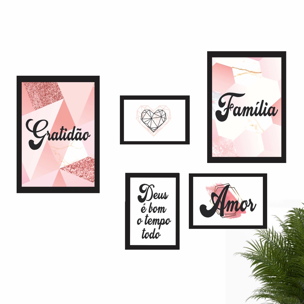 Kit Placas Quadros Decorativos Para Sua Casa Abstrato Geom Trico Flamingo Cora O Rosa Folhas