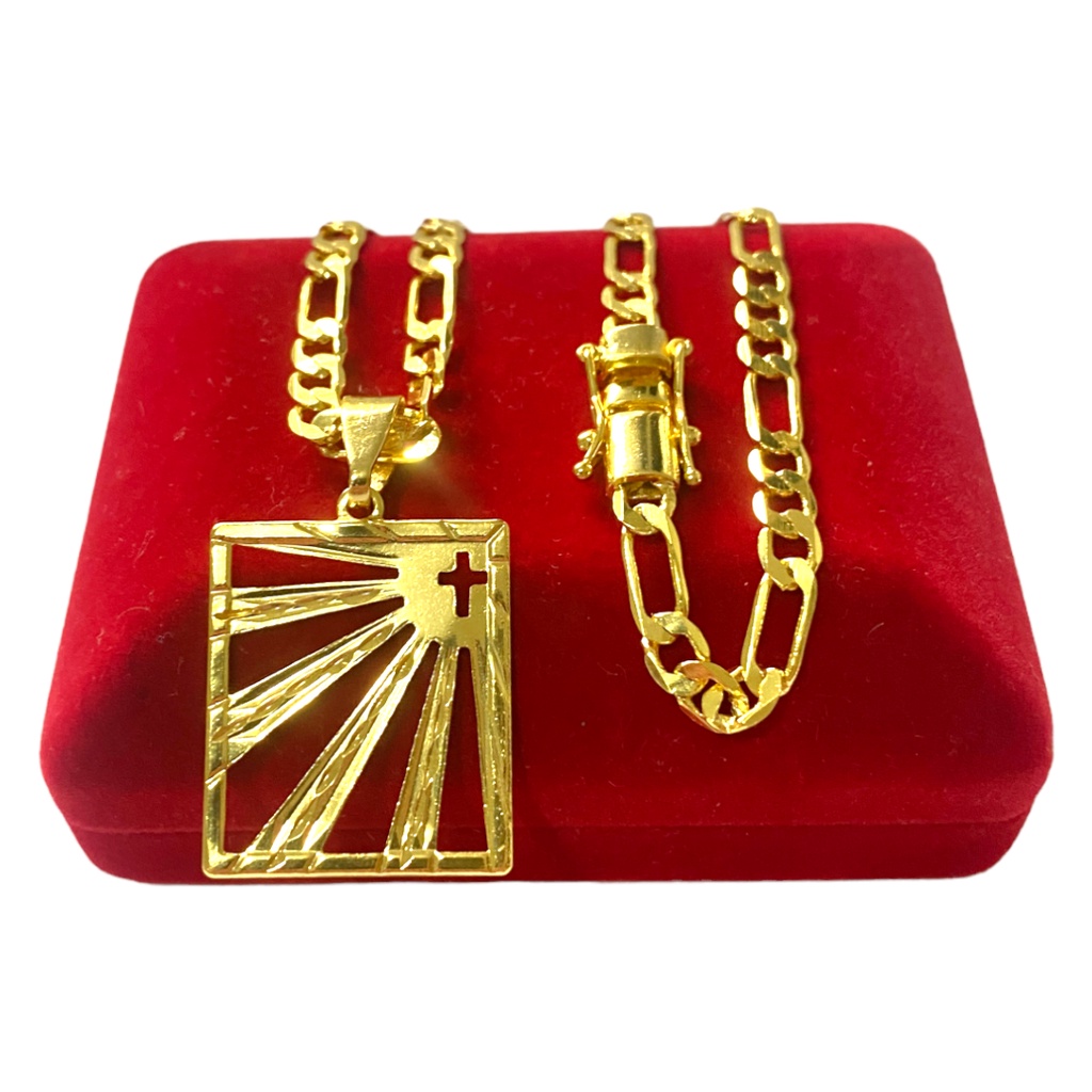 Cordão Banhado em Ouro 18K 3x1 4MM - PLAQUINHA CRUZ -  BANHO DE OURO 18K - UNISSEX - FEIXO GAVETA PREMIUM